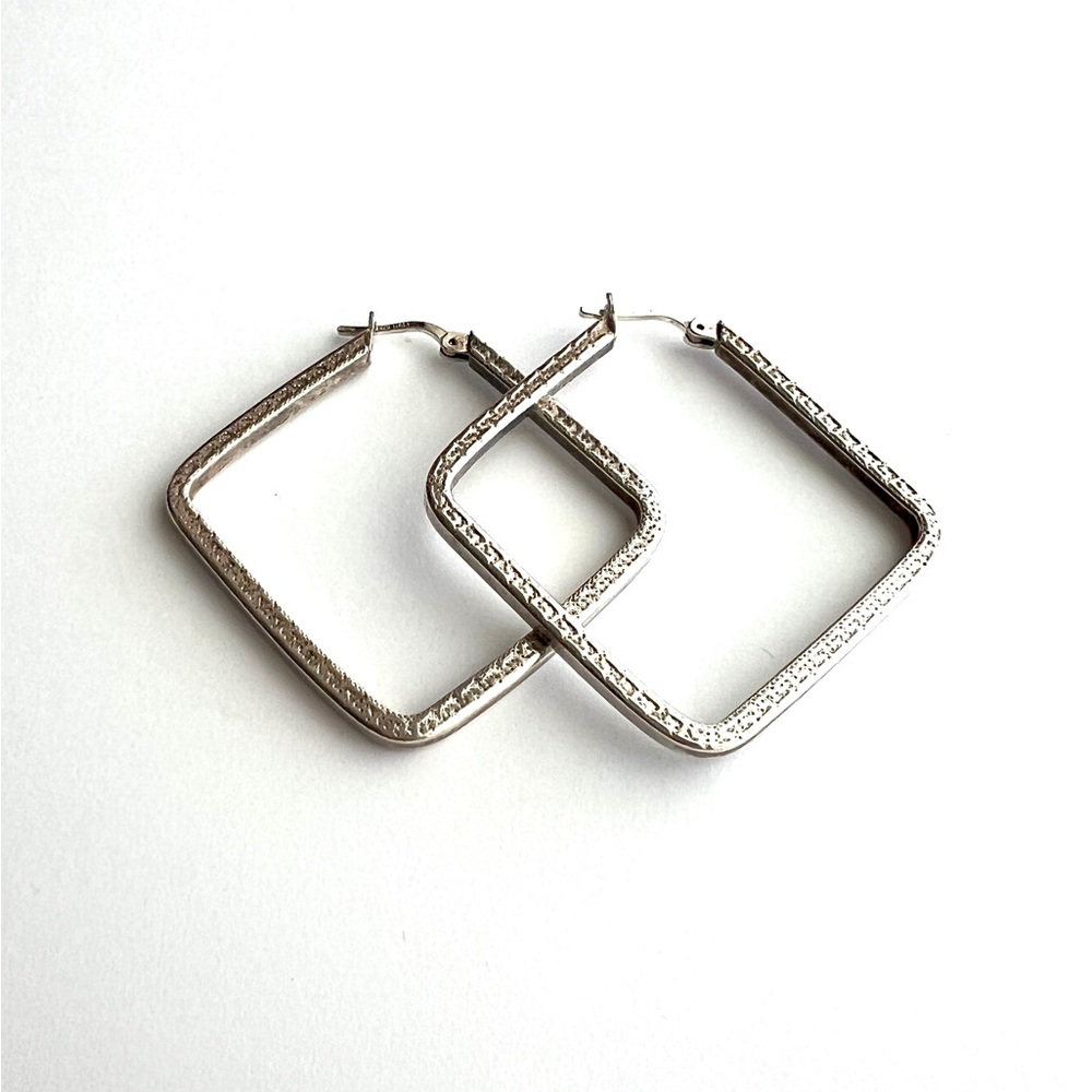 Vintage Sterling Silver square Hoop Earrings